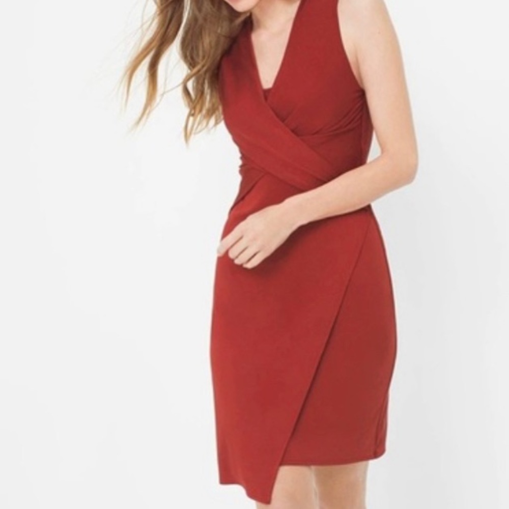 WHBM dress drape knit wrap burnt orange sz S